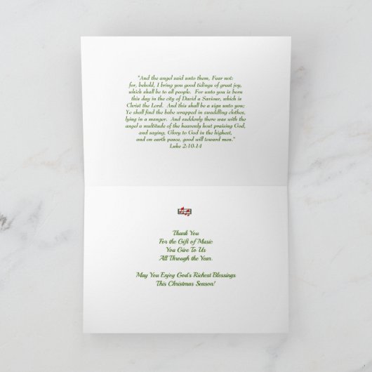 教会ミュージシャンクリスマスカード シーズンカード (内部)
