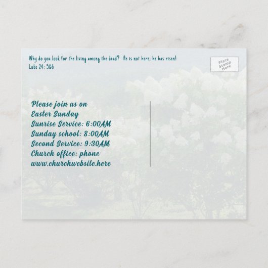 教会メーラーイースターサービス招待状 インビテーションポストカード (裏面)