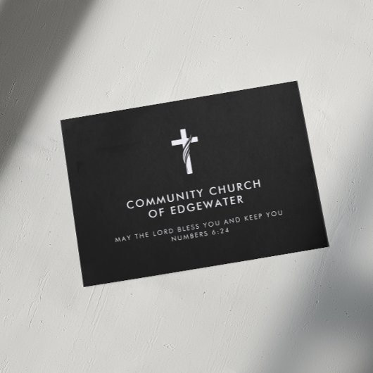 教会モダンのミニマル牧師ブラック 名刺