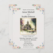 教会伝統的の水彩結婚式の招待 (正面/裏面)