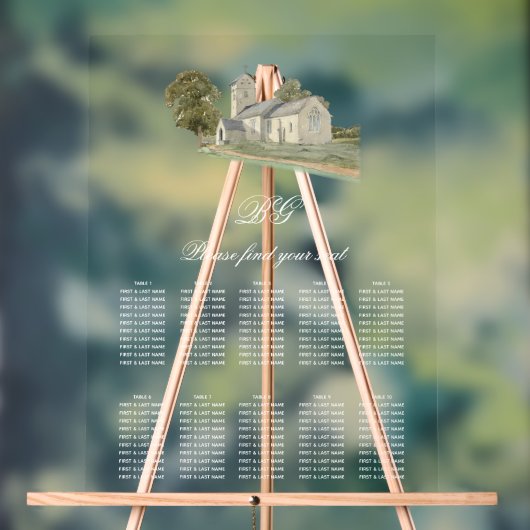 教会伝統的モノグラ結婚ムの座席表 アクリルサイン (ニュートラル)