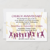 教会周年記念 現代風 カスタマイズ可能 バーガンディ 招待状 (正面)
