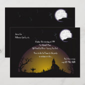 教会墓地のハローウィンパーティの招待状 招待状 (正面/裏面)