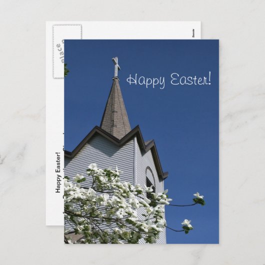 教会尖塔およびミズキの郵便はがき シーズンポストカード (正面/裏面)