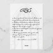 教会式典のお祝い、レトロ調スクリプトの結婚式 箔招待状 (裏面)