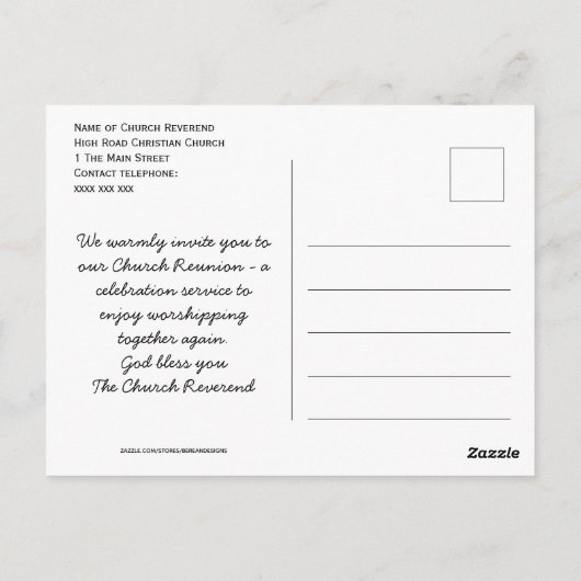 教会懇親会お祝い再開招待状 ポストカード (裏面)