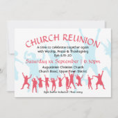 教会懇親会モダンカスタマイズ可能深いピンク 招待状 (正面)