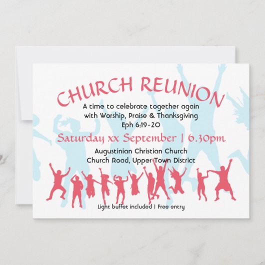 教会懇親会モダンカスタマイズ可能深いピンク 招待状 (正面)