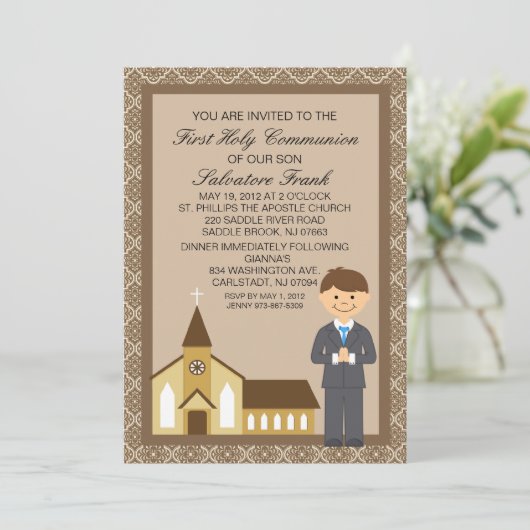教会招待状による最初聖餐の男の子 招待状 (スタンド正面)