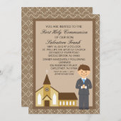 教会招待状による最初聖餐の男の子 招待状 (正面/裏面)