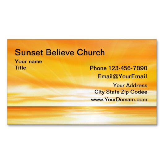 教会日没の名刺の磁石 マグネット名刺 (正面)