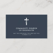 教会牧師モダンクロスミニマル信仰海軍 名刺 (正面)