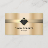 教会牧師金ゴールドモダン聖十字架 名刺 (正面)