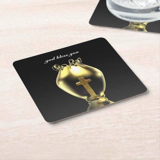 教会白熱［赤熱］光を放つの魔法のチャイパーソナライズされた。 スクエアペーパーコースター (アングル)