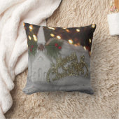 教会素朴メリークリスマスホワイト金ゴールドグリーン クッション (ブランケット)