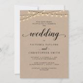 教会結婚の儀式、ストリングライト、クラフト 招待状 (正面)