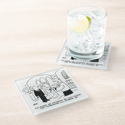 教会結婚の牧師は誓いを立てることができない ガラスコースター (アングル)