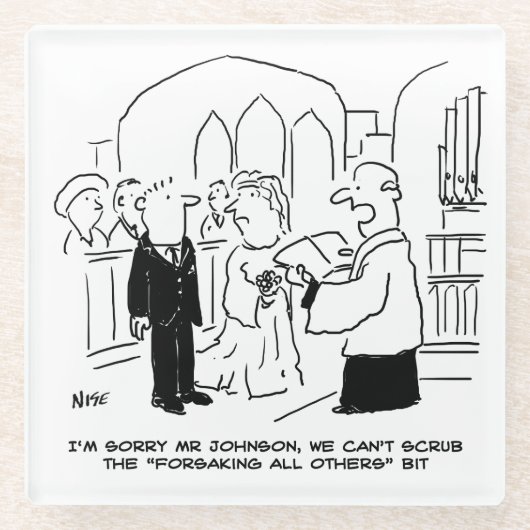 教会結婚の牧師は誓いを立てることができない ガラスコースター (正面)