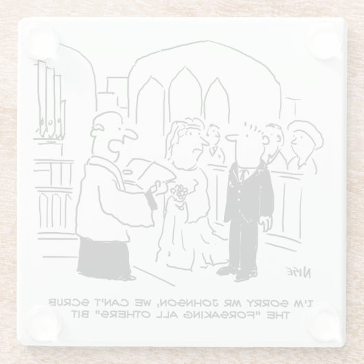 教会結婚の牧師は誓いを立てることができない ガラスコースター (裏面)