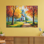 教会絵を描と建物 キャンバスプリント (インサイチュ (リビング))