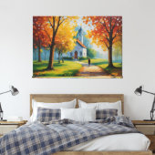 教会絵を描と建物 キャンバスプリント (インサイチュ (寝室))