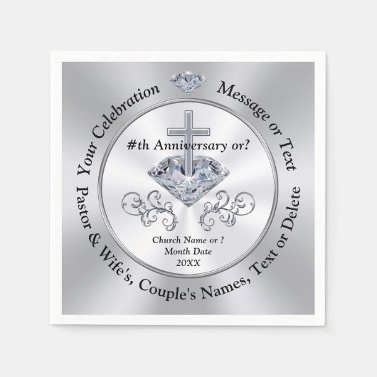 教会記念日ナプキンス、牧師の感謝、 スタンダードカクテルナプキン (正面)