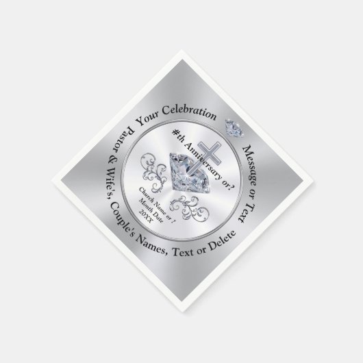 教会記念日ナプキンス、牧師の感謝、 スタンダードカクテルナプキン (角)