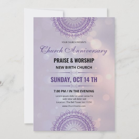 教会記念日招待チラシテンプレート 招待状 (正面)