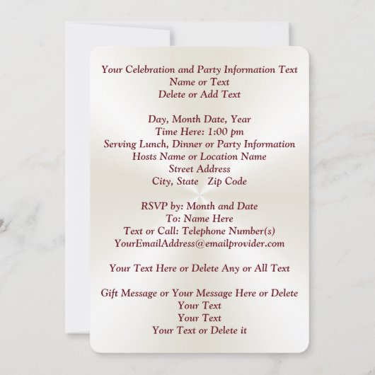 教会記念日招待状または任意の大事な行事 招待状 (裏面)