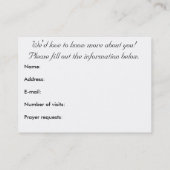 教会訪問者の日没カード 名刺 (裏面)