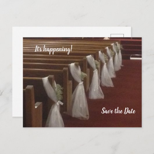 教会飾は結婚式を祈る日付を保存 ポストカード (正面/裏面)