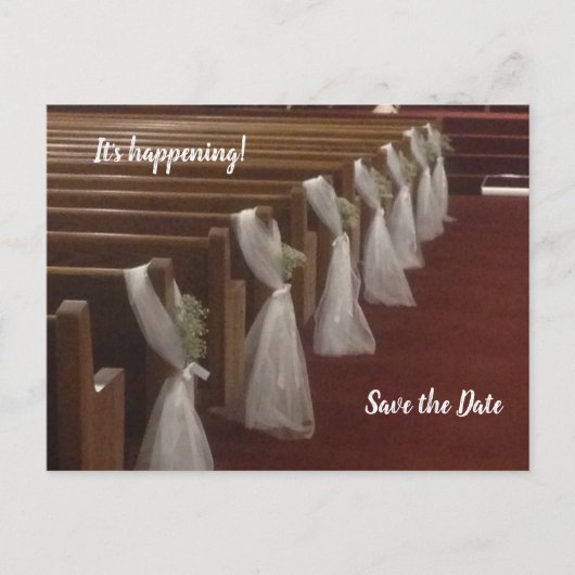 教会飾は結婚式を祈る日付を保存 ポストカード (正面)