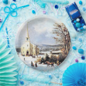 教会馬のそりの紙皿へアメリカに行くこと ペーパープレート (パーティー)