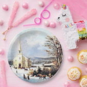 教会馬のそりの紙皿へアメリカに行くこと ペーパープレート (パーティー)