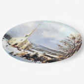 教会馬のそりの紙皿へアメリカに行くこと ペーパープレート (アングル)