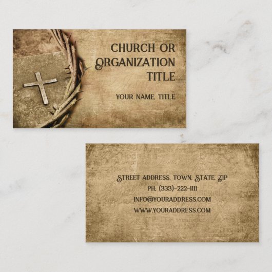 教会/団体や組織年老いたクロスビジネスカード 名刺 (正面/裏面)