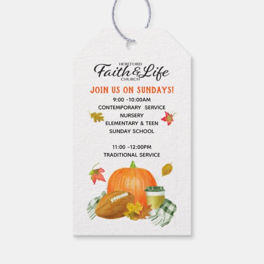教会、学校または団体や組織秋グディーバッグ ギフトタグ (裏面)