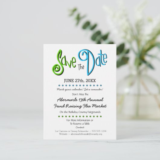 教会、学校、ビジネスイベント日付を保存 案内ポストカード (スタンド正面)