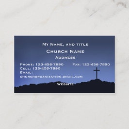 教会/宗教カード十字のシルエットの青空 名刺