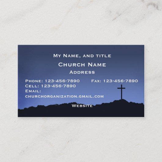 教会/宗教カード十字のシルエットの青空 名刺 (正面)