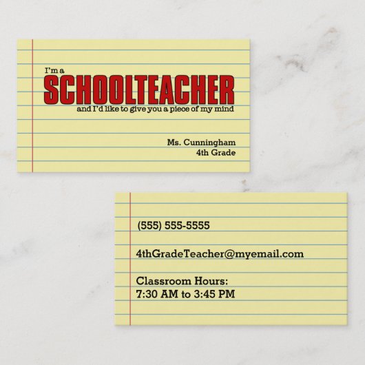 教員用名刺ユーモアのある 名刺 (正面/裏面)