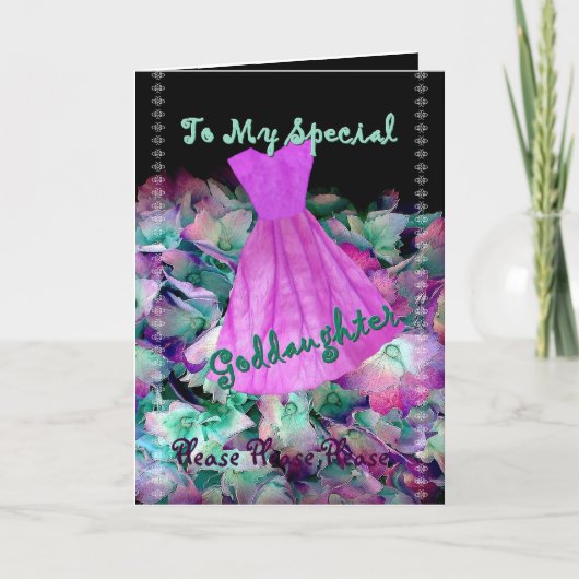 教女のフラワー・ガールの紫色の服および花 招待状 (正面)