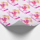 教女の一流の縫いぐるみ人形の芸術の第1誕生日の覆い ラッピングペーパー (角)