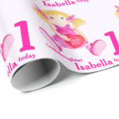 教女の一流の縫いぐるみ人形の芸術の第1誕生日の覆い ラッピングペーパー (ロールコーナー)