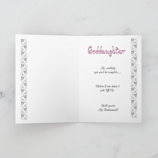 教女の新婦付添人のピンクの花の花弁の服 招待状 (内部)