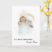 教女の洗礼女の子の《キリスト教》洗礼式や命名式の天恵 カード (黄色い花)