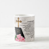 教女の詩-聖書及び花のデザイン コーヒーマグカップ (中央)