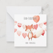 教室でのバレンタインデー・キュートなキツネのハート・写真 ノートカード (正面)