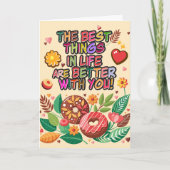 教室でのバレンタインデー　ボヘミアンのドーナツと花 カード (正面)