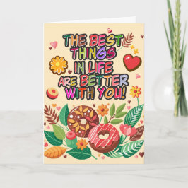 教室でのバレンタインデー　ボヘミアンのドーナツと花 カード